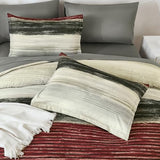 WONGS BEDDING Red King Size Comforter Set, 7 Pieces Striped Bed in a Bag Comforter and Sheet Set, Boho Lightweight Microfiber King Bedding Set for All Season (104" x 90")