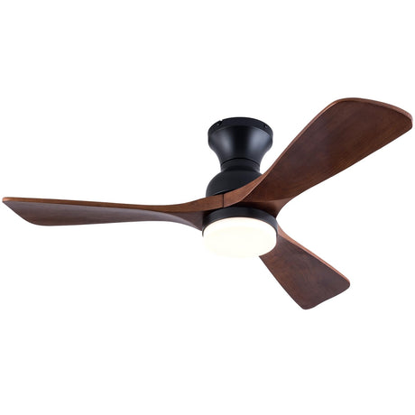 XBIBI 42 Inch Low Profile Ceiling Fan with Light and Remote, Dimmable LED Light, Quiet DC Motor Flush Mount Ceiling Fan, Wood Hugger Ceiling Fans with Lights, Indoor Outdoor Black Ceiling Fan XBIBI