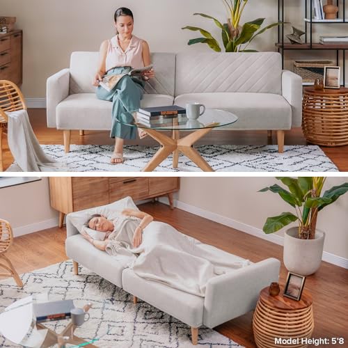 mopio Futon Sofa Bed, Couch, Small Sofa, Sleeper Sofa, Loveseat, Mid Century Modern Futon Couch, Sofa Cama, Couches for Living Room (Dark Gray Fabric) mopio