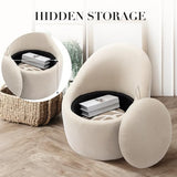 Swivel Barrel Accent Chair Set of 2, 360 Swivel with Hidden Storage, Modern Small Round Accent Chair for Living Room/Bedroom - Beige COLAMY