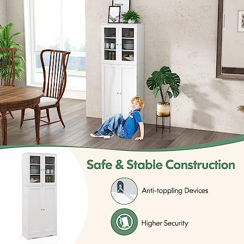 Giantex 63.5" Pantry Organizers and Storage, Freestanding Tall Storage Cabinet for Kitchen Bathroom Living Room Office, Wooden Utility Cupboard with Giantex