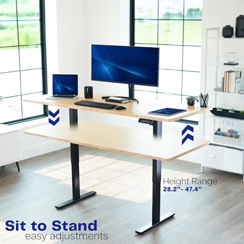 VIVO Electric Stand Up Desk Frame Workstation, Frame Only with 220 lbs Capacity, Brushless Motor Standing Height Adjustable Legs with Memory Controller, Black, DESK-V100EBY VIVO