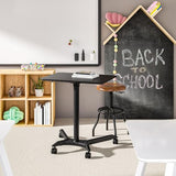 Seville Classics Airlift Height Adjustable Pneumatic Laptop Sit Stand Desk Mobile Rolling Cart, Computer Workstation for Home Office, Classroom, Black, 28" Premium Desktop (New Model) Seville Classics
