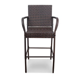 Sundale Outdoor Wicker Bar Stool Set of 4, Patio Counter Height Pub Chair with Arms, High Top Rattan Barstool, Cushion Red, All-Weather Outdoor Rattan Furniture - Steel, Brown Sundale Outdoor