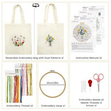 SNAIL GARDEN Double-Sided Embroidery Tote Bag Kit for Beginners, Reversible Floral and Bee & Vase Design, Complete Cross Stitch Supplies Included for Adults & Women
