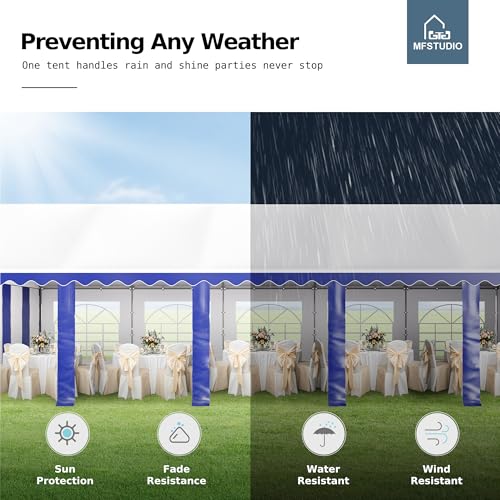 MFSTUDIO 16'x32' Party Tent, Outdoor Heavy Duty Party Tents with Removable Sidewalls, Large Canopy Tent Shelter for Outdoor Events Wedding Birthday, Blue MFSTUDIO