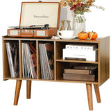 Record Player Stand with Vinyl Storage Holds Up to 300lb, Large Record Player Table Cabinet for Album Storage with Holder Vinyl Display Shelf, Wood Turntable Stand for Bedroom Living Room (walnut) LKKRO