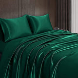 Homiest Blackish Green Satin Flat Sheet - Queen Size Luxury & Ultra Soft, Single Sold Separately Homiest
