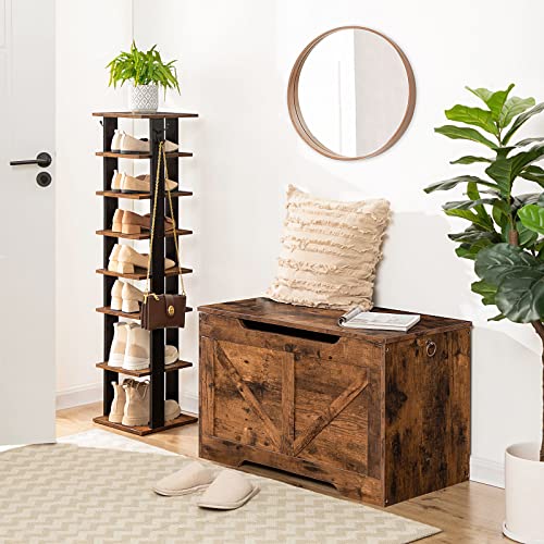 HOOBRO Storage Bench, 29.5” Retro Wooden Storage Chest with U-Shaped Cut-Out Pull, Safety Hinge, Supports 220 lb and Easy Assembly for Toy Box Organizer (Rustic Brown) BF77CW01 HOOBRO