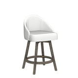 HOMCOM 26" Counter Height Bar Stools, Linen Fabric Kitchen Stools with Nailhead Trim, Rubber Wood Legs and Footrest for Dining Room, Counter, Pub, Set of 2, Cream White HOMCOM