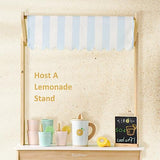 PairPear Wooden Toys Lemonade Playset,Kids Play Food Pretend Play Lemonade Stand Kit,Play Kitchen Grocery Maket Acessories Gift for Toddler Girls and Boys 3 Years+ PairPear