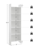 Hzuaneri 6-Tier Bookshelf, 66.9 Inches Floor Standing Bookcase, Display Storage Shelf, Corner Shelf, Home Decor Furniture for Home Office, Living Room, Bedroom, White 01103XBC Hzuaneri