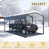 VEIKOU 10' x 15' Metal Carport with Heavy Duty Steel Roof, Upgraded Large Outdoor Carport Canopy, Car Port for Car, Car Shelter & Shade, Grey VEIKOU