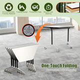Rolling Trapezoid Conference Table with Silent Wheels,Moveable Foldable Meeting Tables,Flip Top Modular Seminar Table,Business Mobile Folding Training Tables for Office Room,Surface is White(8pack, B) ATagope