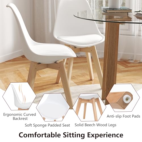 Tangkula 42" Round Glass Dining Table Set for 4-6, 0.3” Modern Tempered Glass Tabletop with 4 Padded Chairs, ModernTable and Chairs Set of 4-6 for Kitchen Dining Room Breakfast Nook Tangkula