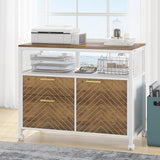 LITTLE TREE 63" L-Shaped Executive Desk & 32" Mobile Filing Cabinet Set in Walnut LITTLE TREE