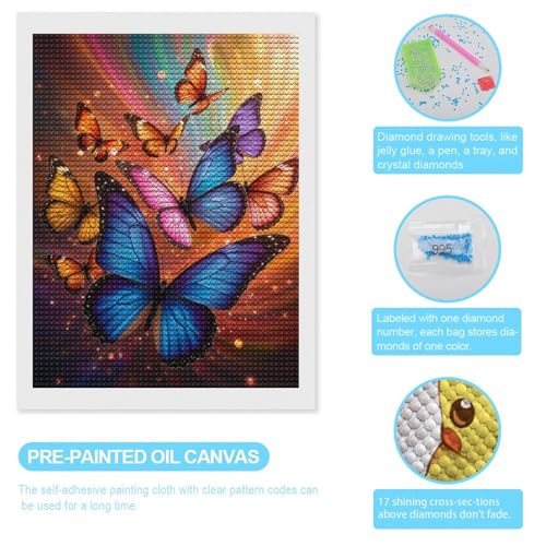 TZTTZT Diamond Art Kits for Adults - Vibrant Butterfly Kaleidoscope Scene Diamond Painting Kits for Adults Beginner, Frameless Diamond Painting Craft for Home Wall Decor TZTTZT