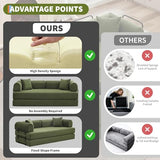 IDEALHOUSE 4 in 1 Convertible Sleeper Sofa Bed Couch, 79 Inch Boneless Corduroy Floor Couch with Pillows, No Assembly, Modern Deep Seat Sofa Futon Mattress for Living Room,Apartment,Green IDEALHOUSE