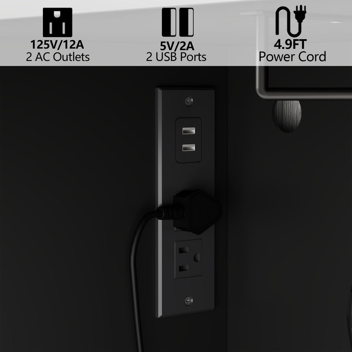 Kitchen Pantry Storage Cabinet with Charging Station and LED Lights, Freestanding Buffet Cabinet with Wine Glass Holder,Kitchen Hutch Cabinet with Rotation 4-Tier Storage Rack for Kitchen(Black) Gyfimoie