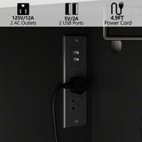 Kitchen Pantry Storage Cabinet with Charging Station and LED Lights, Freestanding Buffet Cabinet with Wine Glass Holder,Kitchen Hutch Cabinet with Rotation 4-Tier Storage Rack for Kitchen(Black) Gyfimoie