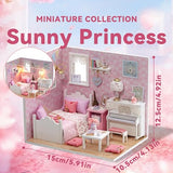 Flever DIY Miniature House Kit, Tiny Home Kit with LED Light, Mini House Build Craft Kits for Adults and Teens, Home Decor Creative Gift for Family/Friends (Sunny Princess)