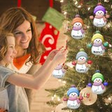 Personalized Christmas Ornaments with Names Snowman 7 Pcs Custom Family Ornament Customized Xmas Tree Hanging Wood Decoration Gift 3.15"（8cm） Fadace