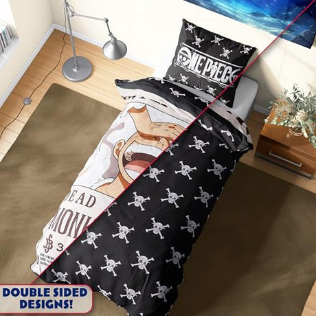 Get Trend One Piece Single Duvet Cover Set with Pillowcase for Boys, Girls, 53"x79", Soft Kids Bedding, Anime Gifts for Kids (Multi One Piece) Get Trend