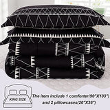 WONGS BEDDING Black Comforter Set King Size (104"x 90"), Reversible Boho Striped Bedding Set for King Bed - 3 Pieces (1 Comforter + 2 Pillowcases), Soft Microfiber Down Alternative WONGS BEDDING