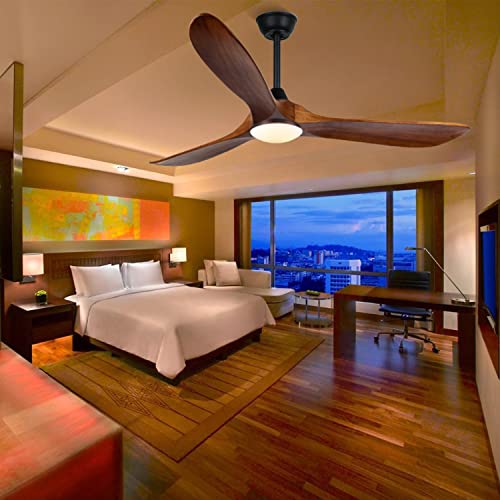 70 inch Large Ceiling Fan with Lights, Outdoor Ceiling Fan for Patio Waterproof, 3 Blades Propeller Wood Ceiling fan with lights, Reversible Quiet DC Motor for Exterior House Porch Farmhouse Gazebo AUNLPB