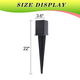 3 Pcs 4 "x 4 "Fence Post Anchors Ground Spike (Actual 3.6 ” X 3.6”)，Heavy Duty Metal Fence Stakes Post Base 22'' with Black Powder Coated Support for Mailboxes, Fences, Trellis Posts, Banners. Nrspp