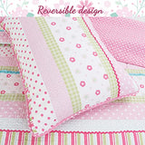 Cozy Line Home Fashions Pink Polka Dot Flower Girl 100% Cotton Reversible Quilt Bedding Set, Coverlet, Bedspread (Greta Pastel, Queen - 3 Piece: 1 Quilt + 2 Shams) Cozy Line Home Fashions