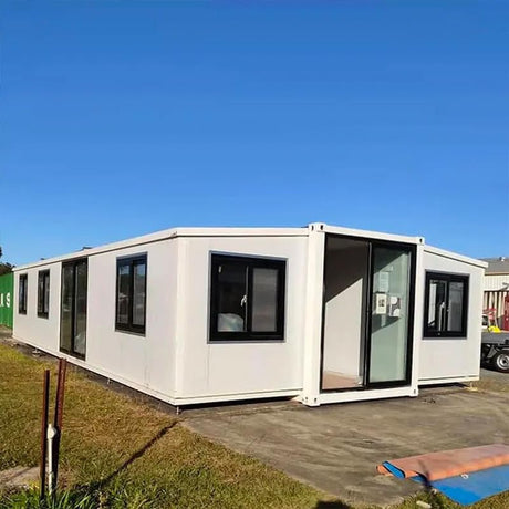 20FT Folding Prefab Home, 2 Bedroom Expandable Container House, Portable Tiny Modular Design Generic