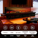 88" 3-Sided Smart Electric Fireplace, Ultra-Narrow Frame, Alexa/WiFi App Control, Panoramic Multicolor LED Flames, Realistic Log, 1500/3000W PTC Ceramic Heating MONDAWE