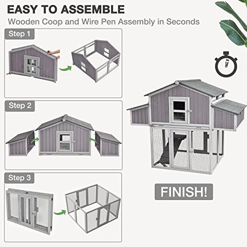 MEDEHOO Large Chicken Coop Folding Design Easy to Set Up Portable Chicken House for Outdoor with Two Nesting Box, Leakproof Pull-on Tray, and UV-Resistant Roof Panel - WoodArtSupply