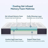 pengucool 12 Inch California King Mattress in a Box, Breathable Gel Memory Foam with Plush Pillowtop for Pressure Relief, CertiPUR-US Certified, Fiberglass-Free pengucool