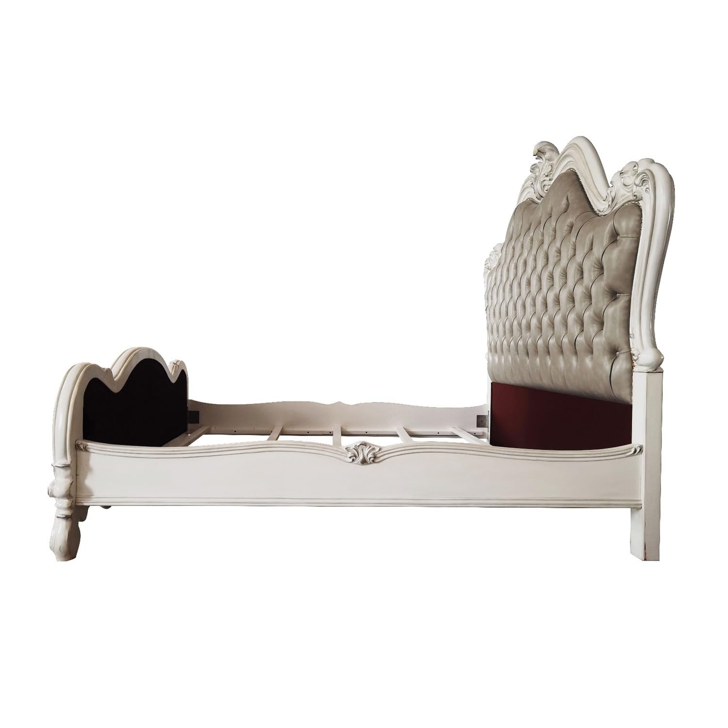 Acme Versailles II Queen Bed in Vintage Gray Polyurethane and Bone White - WoodArtSupply