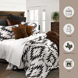 HiEnd Accents Amelia Western Bedding 3 Piece King Size Comforter Set, Black and Off-White Southwestern Aztec Geometric Pattern, Rustic Jacquard Comforter Set with Pillow Shams