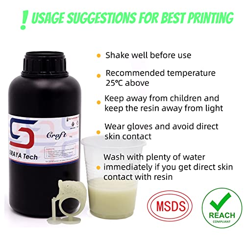 Siraya Tech Craft Glow-in-The-Dark 3D Printer Resin - Rapid Curing, High Resolution 405nm UV Resin for LCD/DLP/8K 3D Printers - Ideal for Outdoor, Decorative & Safety Applications (1kg, Green)