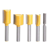 Bestgle Set of 5 Piece Straight Dado Router Bit Set ,Double Flute Straight Bit Carbide Wood Milling Cutter Woodworking Tools, Cutting Diameter 1/4",3/8",1/2",5/8",3/4"(Yellow, 1/4-Inch Shank ) Bestgle