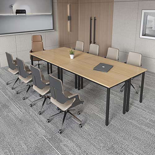 Conference Tables 8FT Large Meeting Table Rectangular Seminar Tables for Office Conference Meeting Room Modern and Space Saving Design (4PCS, Natural) - WoodArtSupply