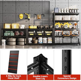 SYLOUGH 47.12" W Father&I 5-Shelf Industrial Adjustable Heavy-Dudy Tall Metal Steel Garage Storage Shelves Shelving Units/Rack System (Commercial) for Basement/Shop/Dorm, 83" H*47.12" W*23" D*, Black SYLOUGH