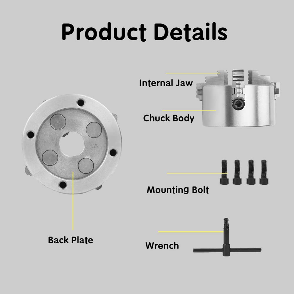4inch 4 Jaw Lathe Chuck,K72-100 4 Jaw Independent Reversible Jaw,Metal Lathe Chuck,for lathe,Turning Machine Accessories Liccx