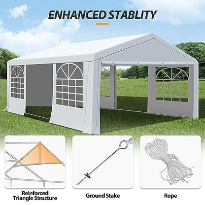 Raysfung 20 x 20Ft Party Tent Heavy Duty, Outdoor Wedding Tent with Removable Sidewalls, Event Gazebo Shelters Canopy for Party