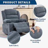 Rocking Recliner Chair for Adults Wide 360° Swivel Rocker Recliner with Cup Holder Nursery Glider with Upholstered Deep Seat Linen Lazy boy Chair for Living Room Blue