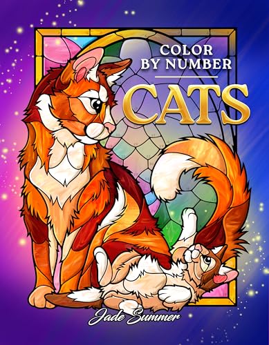 Color by Number Cats: Coloring Book with Fun, Easy, and Relaxing Designs for Adults, Teens, and Seniors (Color by Number Coloring Books) WoodArtSupply