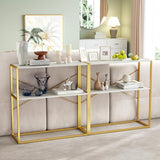 Giantex 36" Narrow Console Table, 2-Tier Entryway Tables with Faux Marble Top & Heavy-Duty Metal Frame, Behind Couch Table, Modern Sofa Tables with Open Storage Shelves for Entrance, Living Room,Foyer Giantex