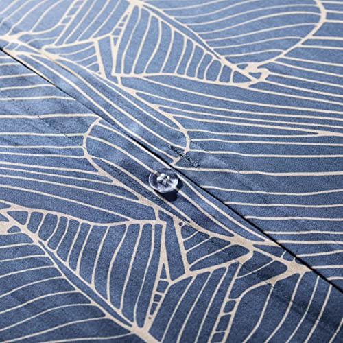 Get Bed Ready Unique Mid-Century Modern Boho Chic Vintage Retro Mod Print Bedding Egyptian Cotton Duvet Cover Set Minimalist Chic Botanical Design Asian Zen Style Pattern (Twin, Dusky Blue) Get Bed Ready
