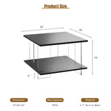 HedoAjim 24" Acrylic Coffee Table with Black Wood Tabletop, Minimalist Stylish Modern Square Center Table for Living Room,Led Living Room Table with Storage Shelf & Acrylic Frame for Small Space HedoAjim