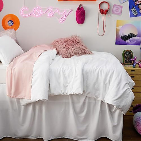 Bedsure Duvet Cover Twin/Twin XL Size - 2 Pieces Prewashed Cotton-Like Polyester Extra Soft Bedding Set, Includes 1 Twin Duvet Cover 68''x90'' with Zipper Closure & 1 Pillow Sham, White, No Comforter Bedsure