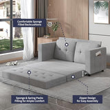 ZAFLY Modern 3-in-1 Convertible Sofa Bed, 84 Inch Tri-Fold Multi-Function Floor Sofa, Space-Saving Futon Couch Bed, Pull-Out Loveseat Sleeper, Ideal for Apartments, Dorms & Offices, Light Grey ZAFLY